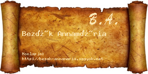 Bezák Annamária névjegykártya
